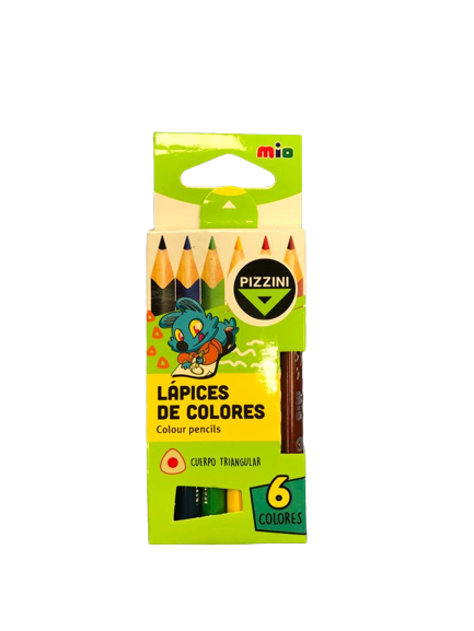 LAPICES MAD CORTOS TRIAN X6 COLORES PIZZINI