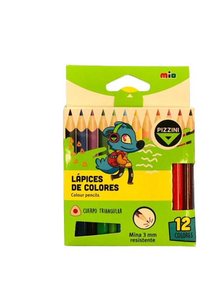 LAPICES MAD CORTOS TRIAN X12 COLORES PIZZINI
