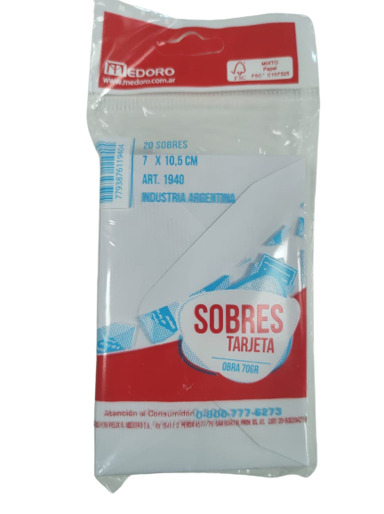 Sobre tarjeta 7 x 10.5