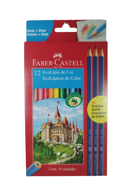 Eco lapices FaberCastell x 12 largos + 3 grafitos