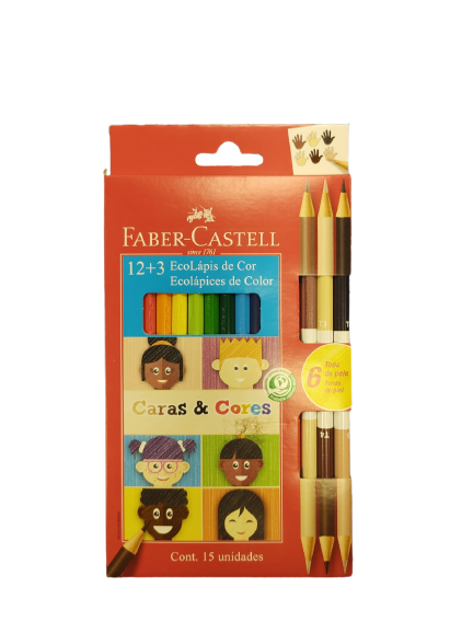 Lapices FaberCastell caras y colores x 12 + 3