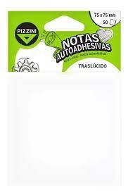Nota autoadhesiva pizzini 75x75 50hj blanco translucido